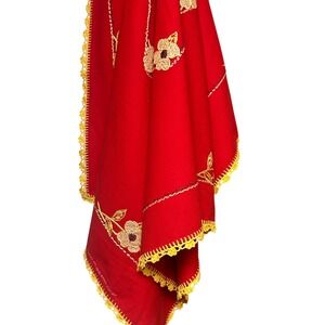 Betsy Ross Tablecloth Vintage MCM Postwar 1940s/50s 39x52 Dogwood Cottagecore